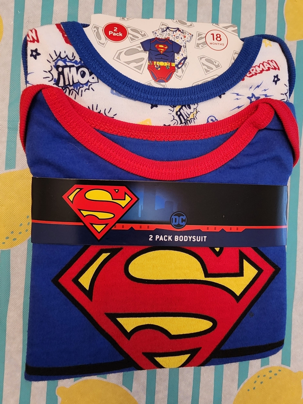 DC Superman 2-Pack Bodysuits in Blue, Red & White